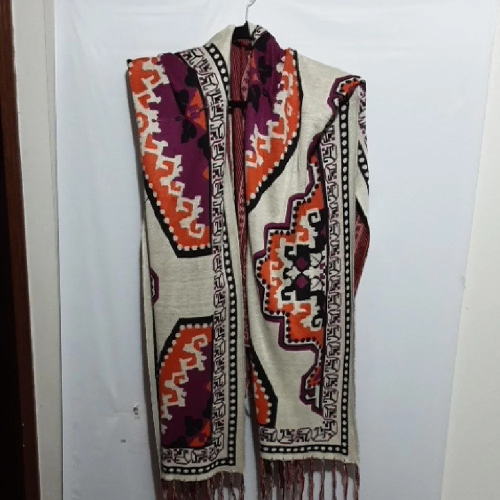 Flying Tomato Striped‎ Purple and Orange Southwestern Shawl